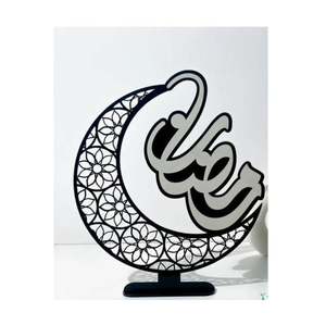 Gold Ramadan Decoration <b>LED</b> Crescent Moon <b>Star</b> Table Lamp Wholesale Eid Mubarak Muslim Festival Desktop Ornaments Islamic Home - Product Image 3