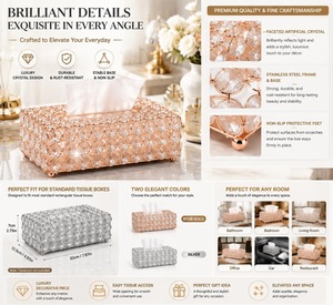 Porte-mouchoirs élégant en perles de cristal, fait main, durable, boîte à serviettes décorative, accessoire de décoration de table pour la maison et l'hôtel - Product Image 2