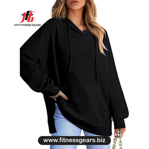 Sudadera Extra Grande para Mujer, Color Sólido, Tejido de Algodón, Manga Larga, Transpirable, para Otoño - Product Image 1