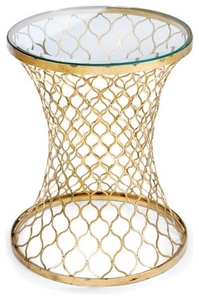 <b>Aluminum</b> Round Side <b>Table</b> Modern Design Antique Gold Finish Fully Assembled Living Room Accent <b>Table</b> - Product Image 2