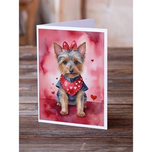 Australian Terrier Whimsical A7 Size <b>5x7</b> Blank Note Cards Pack of 8 with <b>Envelopes</b> for Valentine's Greetings - Product Image 2