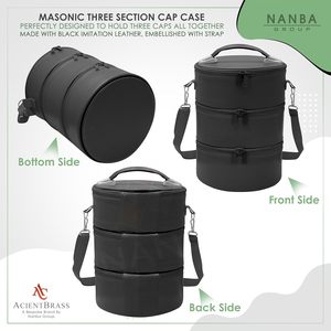 Étui de transport souple maçonnique à trois sections en similicuir noir, sac de rangement de voyage avec double fermeture éclair, ajustable et arrondi - Product Image 4