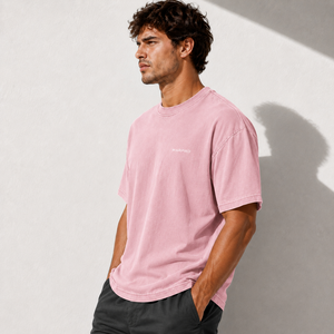Camiseta Casual de Algodón de Manga Corta con Cuello Redondo Extra Grande Rosa para Hombre Warpro - Product Image 2