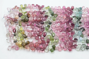 Perles de pierre naturelle en forme de poire à facettes en tourmaline multi 5*7mm - Product Image 5