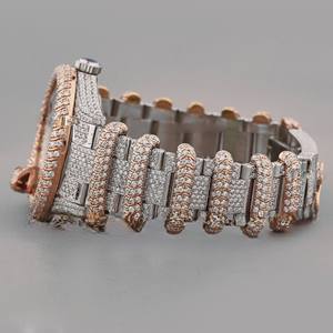 Reloj de pulsera artesanal con diamantes de moissanita y accesorios de acero inoxidable, que brilla con la claridad de diamantes VVS - Product Image 2