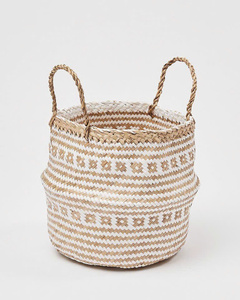 Woven Straw Mixed Belly <b>Basket</b> for Storage Plant Pot <b>Laundry</b> and Grocery <b>Basket</b> with Handle Wholesale Export from Vietnam - Product Image 5