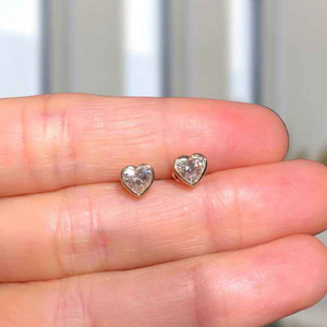 Moissanite Heart Stud <b>Earrings</b> Luxury <b>Fine</b> Jewelry Romantic Everyday Sparkling Gift For Her - Product Image 5