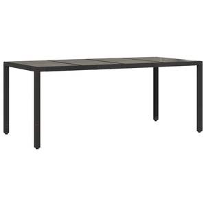 Mesa de Jardín de Ratán Sintético Negro con Acero con Recubrimiento en Polvo y Vidrio Templado, Muebles de Patio Duraderos - Product Image 6