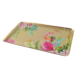Plateau de service en métal avec finition émaillée au design incroyable pour la décoration de table, le service de nourriture et de boissons, plateau à motif floral très vendu - Product Image 5