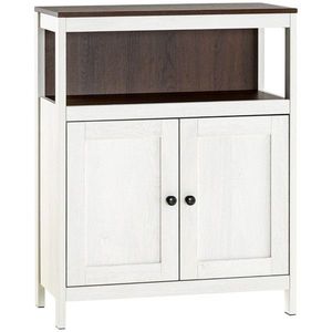 White and Walnut Bathroom Storage Cabinet Elegant Furniture for Your Bath Space - Product Image 2