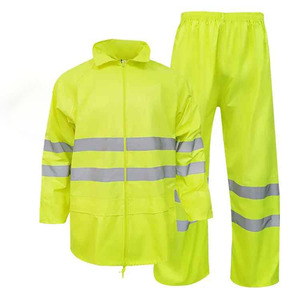 Ensemble veste et pantalon de travail imperméable haute visibilité en PU avec bandes réfléchissantes - Product Image 1