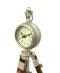 Reloj de escritorio de mesa de madera hecho a mano náutico con soporte de trípode ajustable acero pulido Vintage ClockStable Hogar y Oficina Decoración regalo - Product Image 2
