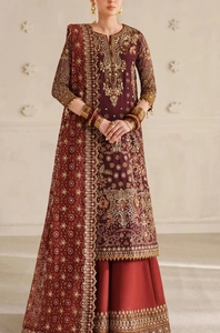 Robe de mariée pakistanaise brodée de couleur turquoise, longue jusqu'au sol, style Shalwar Kameez - Product Image 5