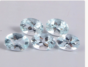 Natural Aquamarine Oval Cut 6x4 MM Light Blue AA Quality Faceted Loose Gemstones 10 Pcs Lot for Jewelry Making R <b>Creation</b> Color - Product Image 2