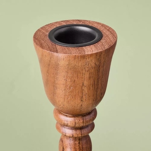 New design acacia wooden small large candle holder 2 <b>pc</b> <b>set</b> taper candlestick holder decorative customization options - Product Image 3