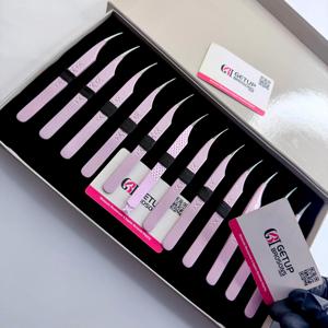 แหนบต่อขนตาปลายไฟเบอร์ สีชมพูพิมพ์ลายผีเสื้อ เคลือบสีฝุ่น ทนทาน ทำจากสแตนเลส สั่งทำได้ - Product Image 2