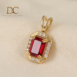 Colgante de Oro Amarillo Sólido de 9K con Diamante Cultivado en Laboratorio y Rubí Color Sangre de Pichón, Certificado por IGI, Joyería Fina para Collar de Mujer - Product Image 2
