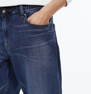 Jean en denim coupe droite pour homme, taille mi-haute, coupe ample, en coton délavé, décontracté, pour l'automne, couleur unie, tissu tissé - Product Image 4