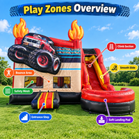 Château gonflable commercial Monster Truck avec toboggan, château gonflable personnalisé en PVC pour location de fête, carnaval en plein air