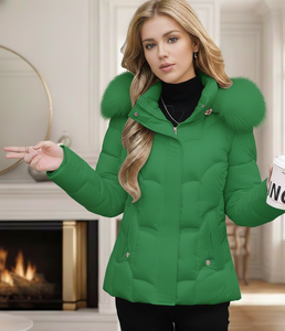 Manteaux d'hiver pour femmes, livraison gratuite, duvet de canard blanc, style ample, manteau d'hiver pour femme, style MIDI, grand col en fourrure - Product Image 1