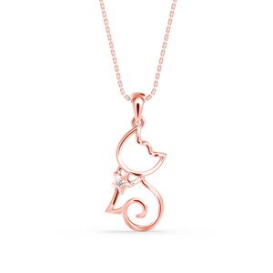 Surprenez tout amateur d'animaux avec ce collier pendentif chat et étoile en argent 925 et moissanite, idéal pour les tenues de fête. - Product Image 1