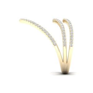 Bague Statement Triple Chevron en Forme de V avec Diamant de Laboratoire Taille Ronde en Or 10K 14K 18K et Argent 925 935 – Joaillerie Fine - Product Image 3