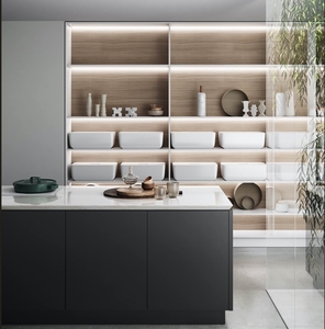 JY Project Customized Modular Shaker Style European Design Kitchen Cabinet Storage Plywood Construction HPL Door <b>Drawer</b> <b>Slide</b> - Product Image 2