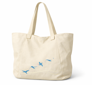 Bolsa de Playa de Lona Reciclada Reutilizable Color Beige Natural COTTON VOYAGE con Cierre de Cremallera, Asa para el Hombro e Impresión Personalizada - Product Image 1