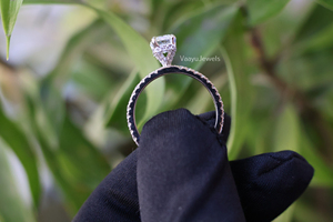 <b>Emerald</b> Cut Diamond <b>Ring</b> Women's Lab grown Diamond IGI Certified Trendy Style With Side Diamonds 10K 14K 18K 925 &935 <b>Silver</b> - Product Image 2