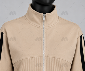 M.H. Conjunto Deportivo Unisex de Dos Piezas para Invierno, Informal, Transpirable, de Poliéster/Algodón, Color Beige, Manga Larga, Cuello Alto, con Cordón Ajustable - Product Image 4
