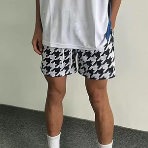 Wholesale Custom Breathable Summer Basketball <b>Mesh</b> <b>Shorts</b> Heavyweight Canvas Fabric Houndstooth Pattern Sublimation <b>Men's</b> - Product Image 3