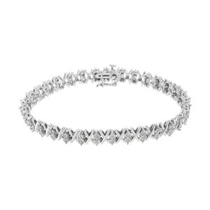 Bracciale Tennis X-Link con Diamanti 1.0 Cttw, Montatura Miracle-Set, in Argento Sterling .925, Colore I-J, Purezza I3, Bracciali a Catena e a Maglie alla Moda - Product Image 2