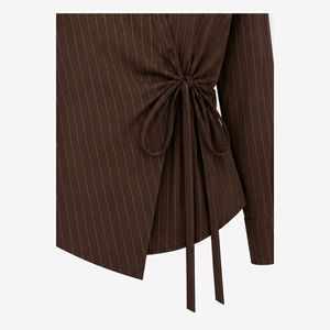 Women's asymmetrical collared button <b>down</b> shirt 100% cotton poplin - Product Image 4