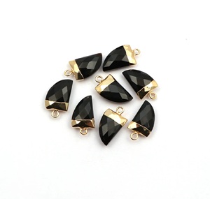 Black Onyx Gemstone Shark Teeth <b>Charm</b> Pendant Bezel Setting Rhodium & Gold Plated Sterling <b>Silver</b> Classic Party Jewelry - Product Image 6