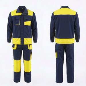 Uniforme de travail pour hommes, 245 GSM, sergé en polycoton, noir avec empiècements contrastants orange, broderie personnalisée, impression, étiquette tissée, logo, uniforme de travail - Product Image 5