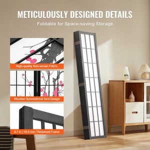 6-<b>Panel</b> Japanese Wood Folding <b>Screen</b> Portable Indoor Partition Divider with Privacy Features for Home Decor - Product Image 5