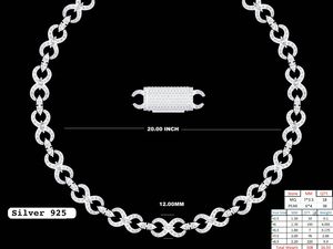 <b>Silver</b> 925 Iced Out <b>Chain</b> Necklace Rhodium Plated Moissanite Tester Proof Link <b>20</b> <b>Inch</b> Unisex Hip Hop Jewelry Gift - Product Image 1