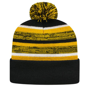 Bonnet d'hiver unisexe noir et jaune avec pompon, style décontracté, taille adulte 56-58CM - Product Image 6