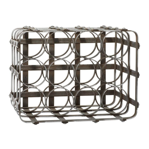 Farmhouse Style Galvanized Metal Bottle <b>Wine</b> Holder Gray Iron <b>Wine</b> <b>Rack</b> With Wooden Handle For Kitchen & Bar Decor In Best Price - Product Image 3
