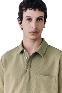 ODM OEM เสื้อยืดกอล์ฟคอปกครึ่งแขนผ้าคอตตอน100% ระบายอากาศสำหรับผู้ชายทรงสลิมฟิตวาฟเฟิลถักมีจำหน่าย - Product Image 6