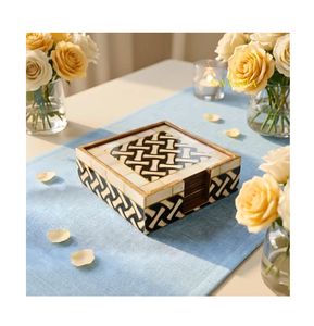 Bone Inlay <b>Coaster</b> Custom High Quality Bone Inlay Eco-Friendly <b>Tea</b> <b>Coaster</b> At Lowest Price - Product Image 3