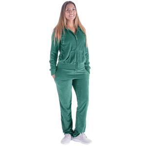 Ensemble de survêtement 2 pièces en velours uni pour femme, avec sweat à capuche zippé et pantalon de jogging coupe-vent, tenue de sport décontractée pour l'automne - Product Image 6