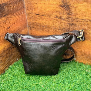 Handmade Full Grain Crunch <b>Leather</b> Waist Bag Genuine <b>Leather</b> Travel <b>Pouch</b> Premium Quality Adjustable Strap Fanny Pack for Unisex - Product Image 3