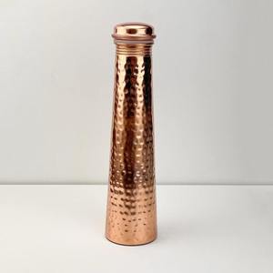 ขวดน้ำทองแดงกันรั่ว ขวดน้ำทองแดงลายตอกแบบพกพา พร้อมฝาปิด - Product Image 1