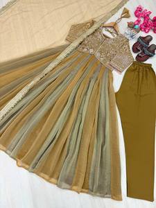 Nuevo Conjunto de Vestido Largo Reversible para Mujer, Sin Arrugas, Elástico, para Fiestas, con Bordado Pur Nc Moss y Dupatta - Product Image 5