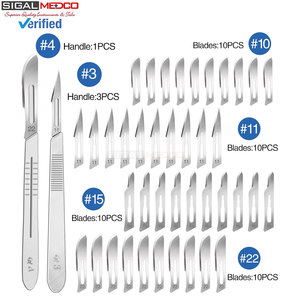 Ensemble de 44 lames de scalpel, 40 lames chirurgicales stériles # 10, # 11, # 15, # 22 outils multifonctionnels de laboratoire et d'artisanat avec 4 poignées - Product Image 6