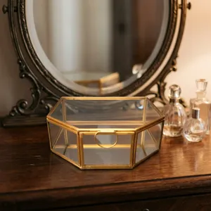 Artisan Design B30 Metal Jewelry Storage Box with Glass and <b>Mirror</b> Organizer - Product Image 2