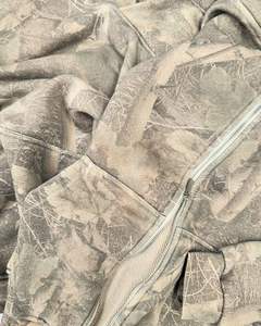 เสื้อฮู้ดดี้ซิปแบบวินเทจพิมพ์ลายดิจิตอลขนาดใหญ่พิเศษ ผ้าฝ้าย 100% หนัก 420GSM ลายพรางต้นไม้ สำหรับผู้ชาย ขายดี - Product Image 3