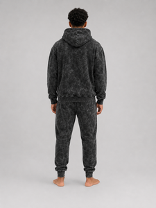 Survêtement décontracté pour homme en coton mélangé premium, délavé à l'acide, doux, respirant, coupe décontractée, avec logo personnalisé - Product Image 5