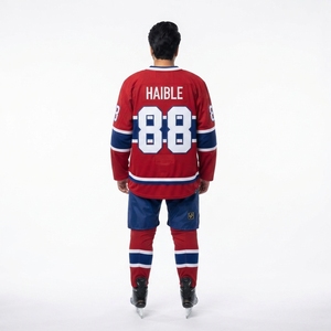 Authentic Custom Ice Hockey Jersey-100% <b>Wool</b> Felt Original Six Heritage Boxy Fit Lace-Up V-Neck Sublimated Men's Uniform - Product Image 2